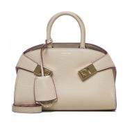 Salvatore Ferragamo Beige Läder Axelväska med Gancini Spännen Beige, D...