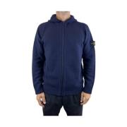 Stone Island Blå Dragkedja Huva Tröja Blue, Herr