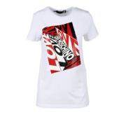 Love Moschino Bomull T-shirt med Snygg Design White, Dam