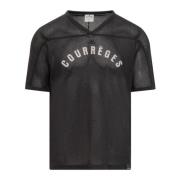 Courrèges Modern Baseball Mesh T-Shirt Black, Herr