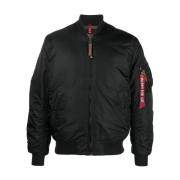 Alpha Industries Svart vind- och regnjacka med ribbade kanter Black, H...