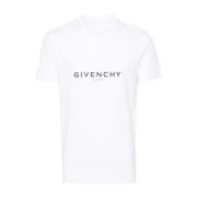 Givenchy Logo Print Bomull T-shirts och Polos White, Herr