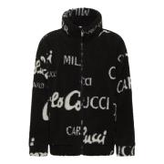 Carlo Colucci Teddy Fleece Jacka med Varumärkeslogotyper Black, Herr