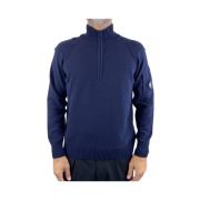 C.p. Company Marinblå Zip Neck Tröja Blue, Herr