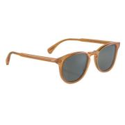 Oliver Peoples Runda Transparenta Solglasögon med Blåa Linser Brown, H...