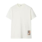 Burberry Rutiga Jersey Crew Neck T-shirt med rutmönster White, Herr