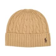 Ralph Lauren HAT Beanie Classic Polo Wool Blend Beige, Herr