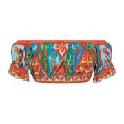 Dolce & Gabbana Kort topp med tryck Multicolor, Dam