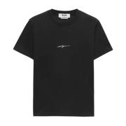 Msgm Svart Bomull Logo Print Rund Hals T-shirt Black, Dam