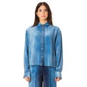 Forte Forte Sammetsskjorta i blå denim Blue, Dam