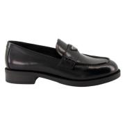 Prada Borstad läder loafers Black, Dam