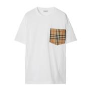 Burberry Vintage Check Jersey Crew Neck T-shirt White, Dam