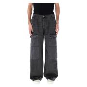 Ami Paris Svarta Worker Baggy Jeans Black, Herr