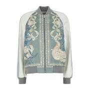 Versace Varsity Bomberjacka i Tryckt Satin Multicolor, Dam