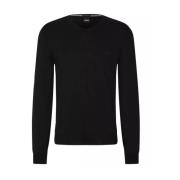 Hugo Boss V-neck knitwear Black, Herr