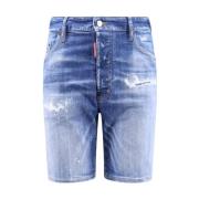 Dsquared2 Denim Bermuda Shorts med Logoknappar Blue, Herr