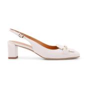 Tod's Metall Detalj Läder Slingback Klackar Beige, Dam