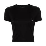 Mugler Svart dekorerad dam t-shirt Black, Dam