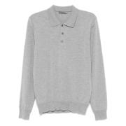 Corneliani Ull Polo Skjorta 3 Knappar Stil Gray, Herr