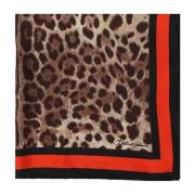 Dolce & Gabbana Leopardmönstrad Sidenscarf Foulard Multicolor, Dam