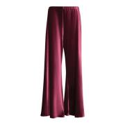 Blanca Vita Lyxiga Bordeaux Velvet Palazzo Byxor Red, Dam