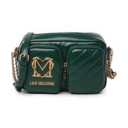 Love Moschino Grön Axelväska med Logo Plaque Green, Dam