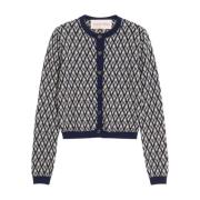 Valentino Garavani Jaquard Cardigan Sweaters Blue, Dam