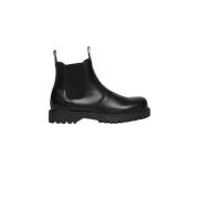 Diesel Svarta läder Chelsea ankelboots Black, Dam