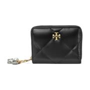 Tory Burch Vadderad läderplånbok med kristallutsmyckning Black, Dam