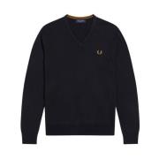 Fred Perry Klassisk V-ringad Tröja Rebelstil Blue, Herr