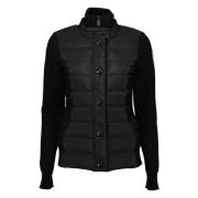 Moncler Svart bi-material jacka för kvinnor Black, Herr