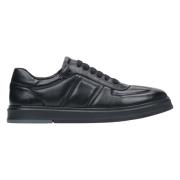 Estro Herr svarta sneakers i äkta läder med dekorativ söm Black, Herr