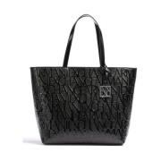 Armani Exchange Metallisk Shopping Bag med Avtagbar Charm Black, Dam