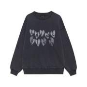 Anine Bing Oversized Sweatshirt med Hjärttryck Blue, Dam