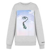 Moschino Grafiskt Tryck Bomulls Sweatshirt Gray, Dam