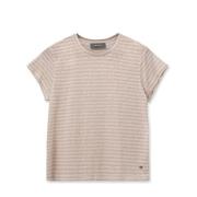 MOS MOSH Randig Tee Top i Rose Smoke Beige, Dam