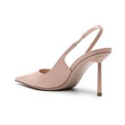 Le Silla Nude Lackläder Slingback Klackar Beige, Dam