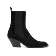 Khaite Svarta Mocka Ankelboots Black, Dam