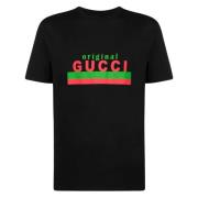 Gucci Tryckt Logotyp Svart Oversized T-shirt Black, Herr