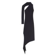 Courrèges Svart One Shoulder Asymmetrisk Klänning Black, Dam