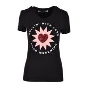 Love Moschino Vit T-shirt från Love Moschino Collection Black, Dam