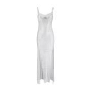 Santa Brands Silver Mesh Maxi Klänning med Kristaller Gray, Dam