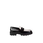 Tod's Läder Bicolor Moccasins med Front Cut Black, Dam