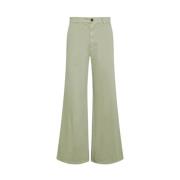 Forte Forte Borstad Bomull Twill Essentiella Byxor Green, Dam