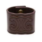 Celine Brun Läder Hår Manschett Armband Brown, Dam