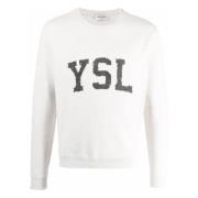 Saint Laurent Tryckt Logotröja i Vit White, Herr