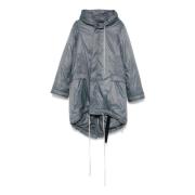 Rick Owens Grå Fishtail Parka med präglad finish Gray, Herr