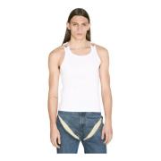 Jean Paul Gaultier Spänne Rib Tank Top White, Herr