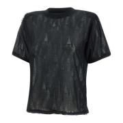 IRO Svart T-shirt med Rips Black, Dam