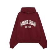 Anine Bing Röd Hoodie Sport Alec Red, Dam